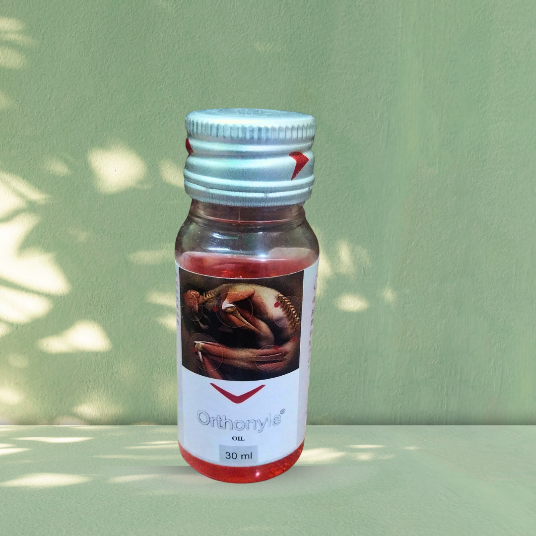 Small bottle with a red liquid and white cap on a green background