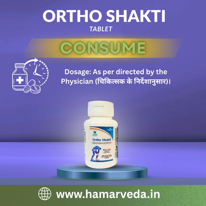 Ortho Shakti tablet bottle with dosage instructions on a purple background
