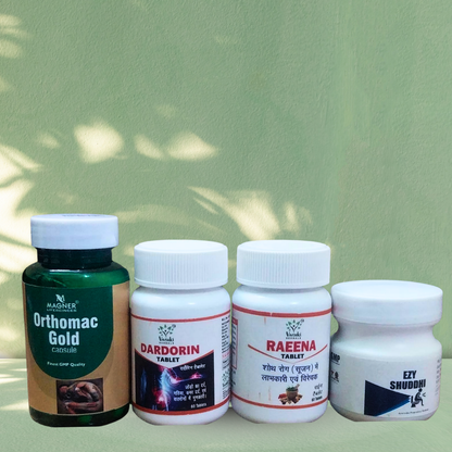 Four medical bottles with labels on a green background