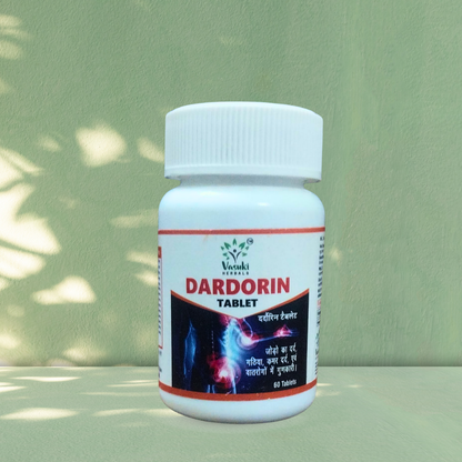 Bottle of Dardorin tablet on a green background
